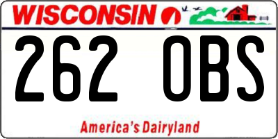 WI license plate 262OBS