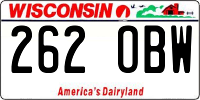 WI license plate 262OBW