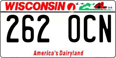 WI license plate 262OCN