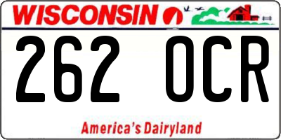 WI license plate 262OCR