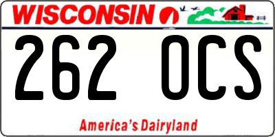 WI license plate 262OCS