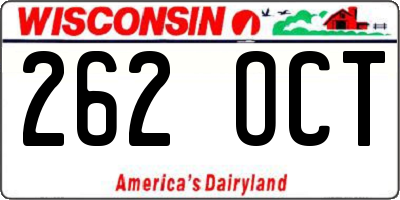 WI license plate 262OCT
