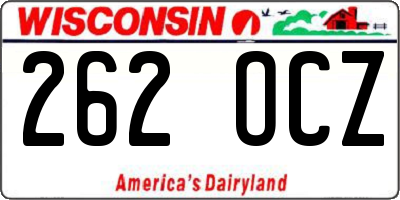 WI license plate 262OCZ