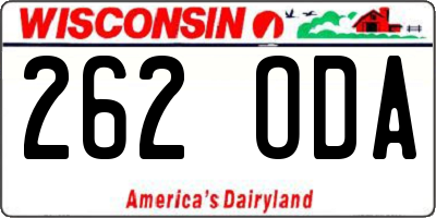 WI license plate 262ODA