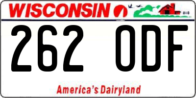 WI license plate 262ODF