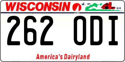 WI license plate 262ODI