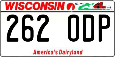 WI license plate 262ODP