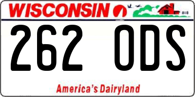 WI license plate 262ODS