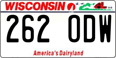 WI license plate 262ODW