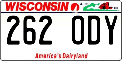 WI license plate 262ODY