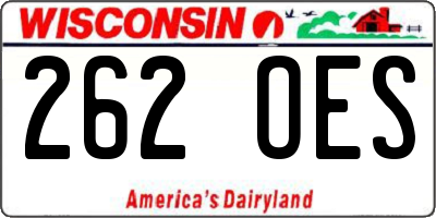 WI license plate 262OES