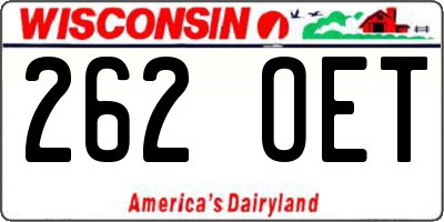 WI license plate 262OET