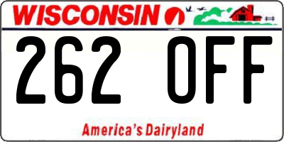 WI license plate 262OFF