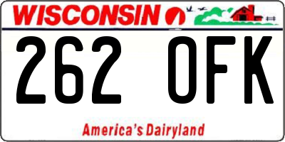 WI license plate 262OFK