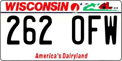 WI license plate 262OFW