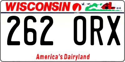 WI license plate 262ORX