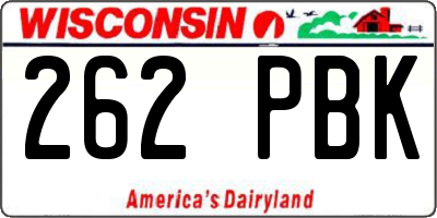 WI license plate 262PBK