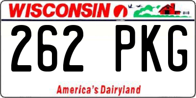 WI license plate 262PKG