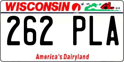 WI license plate 262PLA