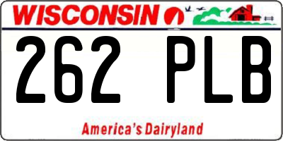 WI license plate 262PLB