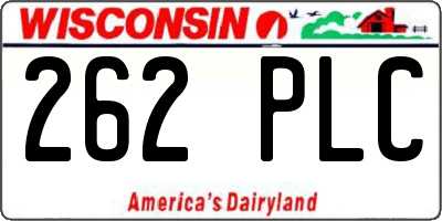 WI license plate 262PLC