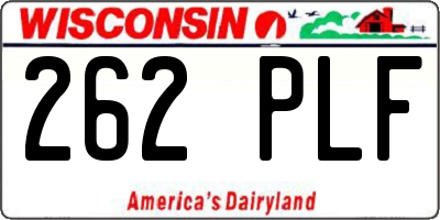WI license plate 262PLF