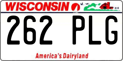 WI license plate 262PLG
