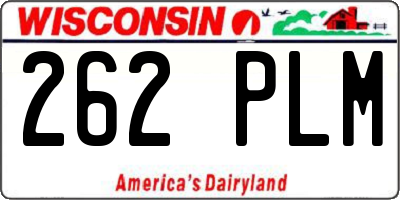 WI license plate 262PLM