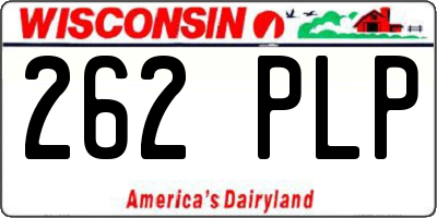 WI license plate 262PLP