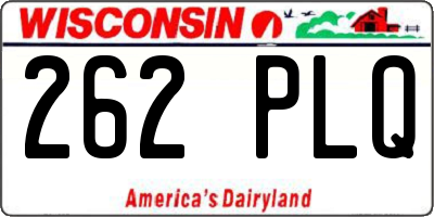 WI license plate 262PLQ