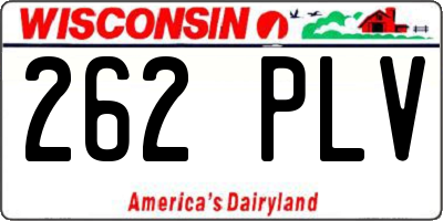 WI license plate 262PLV