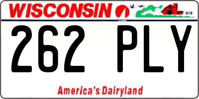 WI license plate 262PLY