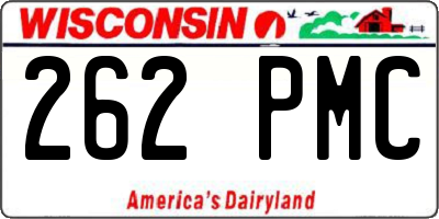 WI license plate 262PMC
