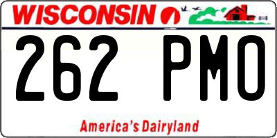 WI license plate 262PMO