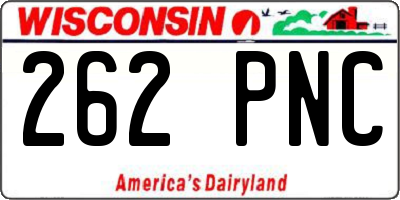 WI license plate 262PNC