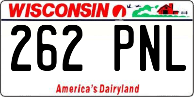 WI license plate 262PNL