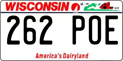 WI license plate 262POE