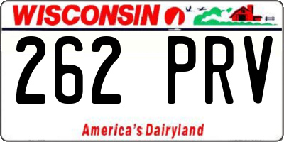 WI license plate 262PRV