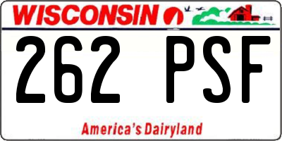 WI license plate 262PSF
