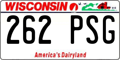 WI license plate 262PSG