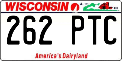 WI license plate 262PTC