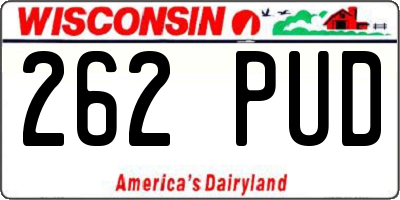 WI license plate 262PUD