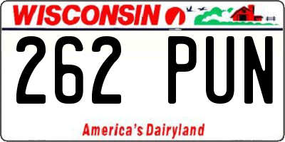 WI license plate 262PUN