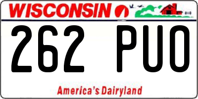 WI license plate 262PUO