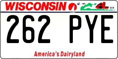 WI license plate 262PYE