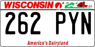 WI license plate 262PYN