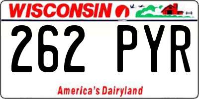 WI license plate 262PYR