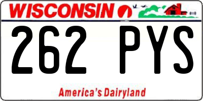 WI license plate 262PYS