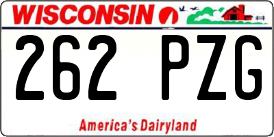 WI license plate 262PZG