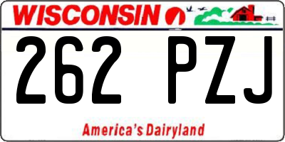 WI license plate 262PZJ
